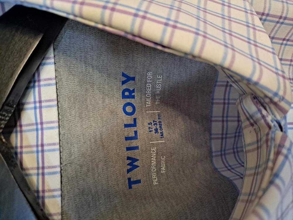 Twillory White/Blue/Purple Button Down Performance Fabric‎ Shirt SIze 17.5 - Picture 4 of 6